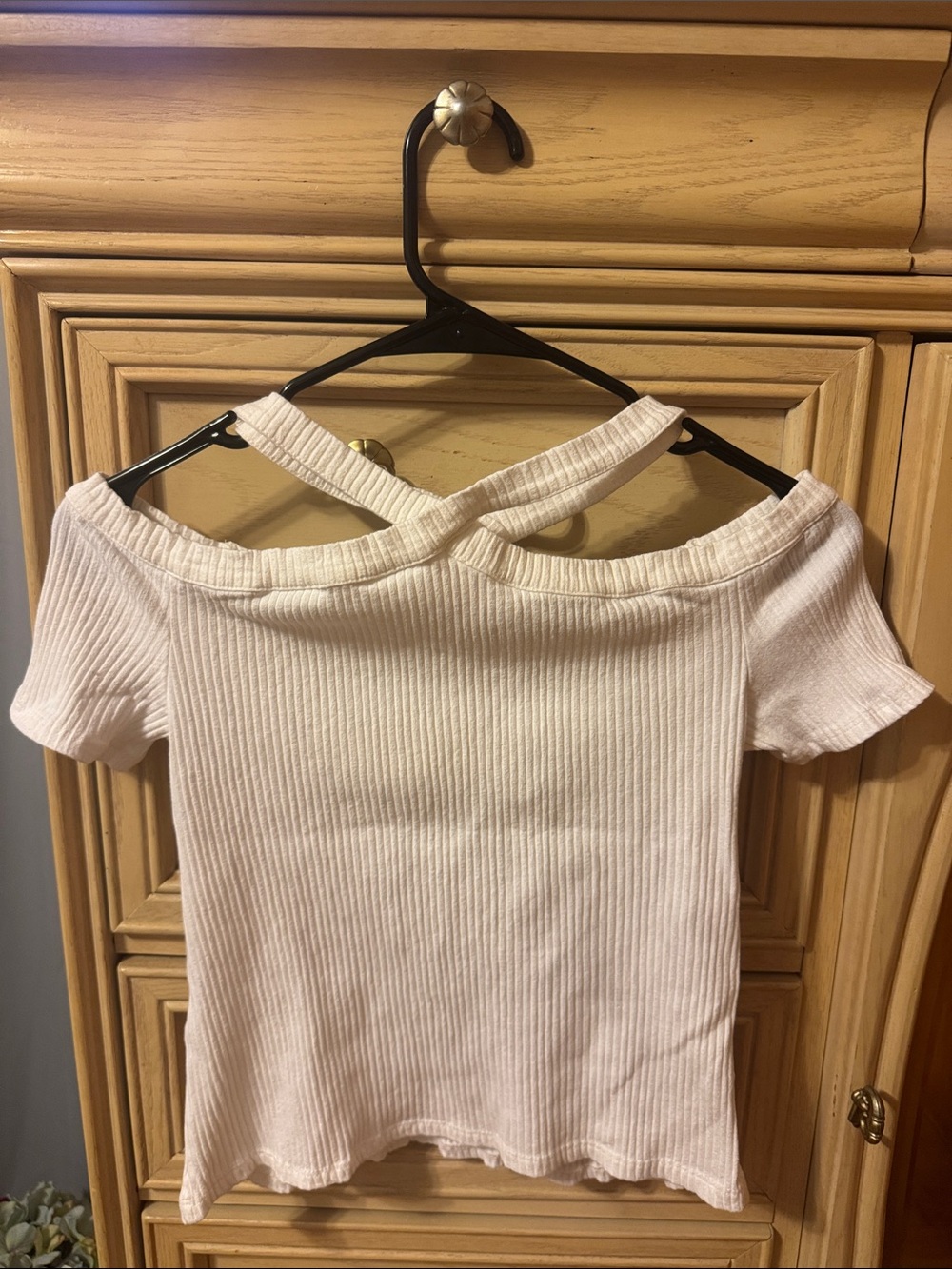 Zara White Ribbed Off-Shoulder Top